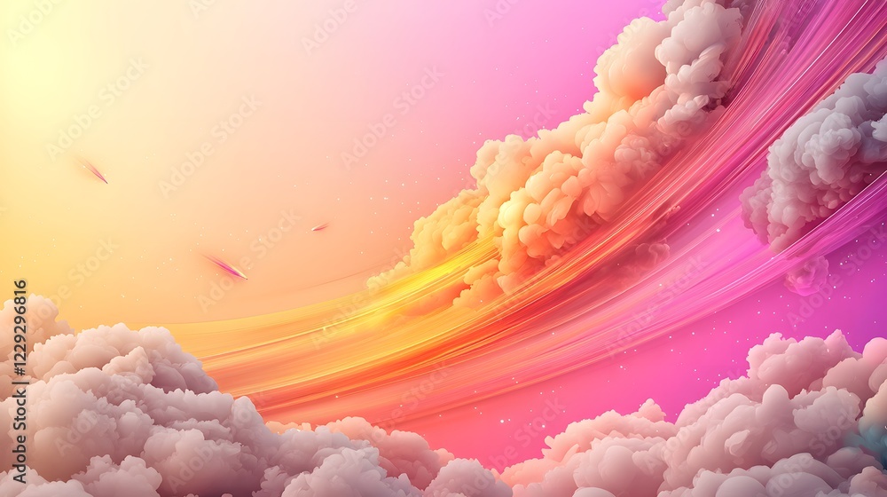 Poster a stunning and vibrant digital showcasing abstract colorful clouds and a gradient sky that create a 