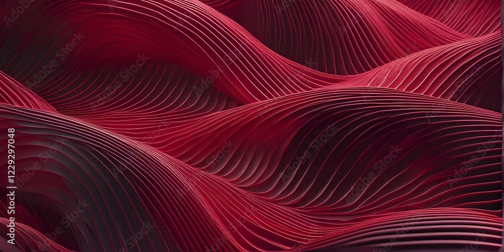Poster abstract rendering of organic grid structure in a complex pattern in red color, ai generated
