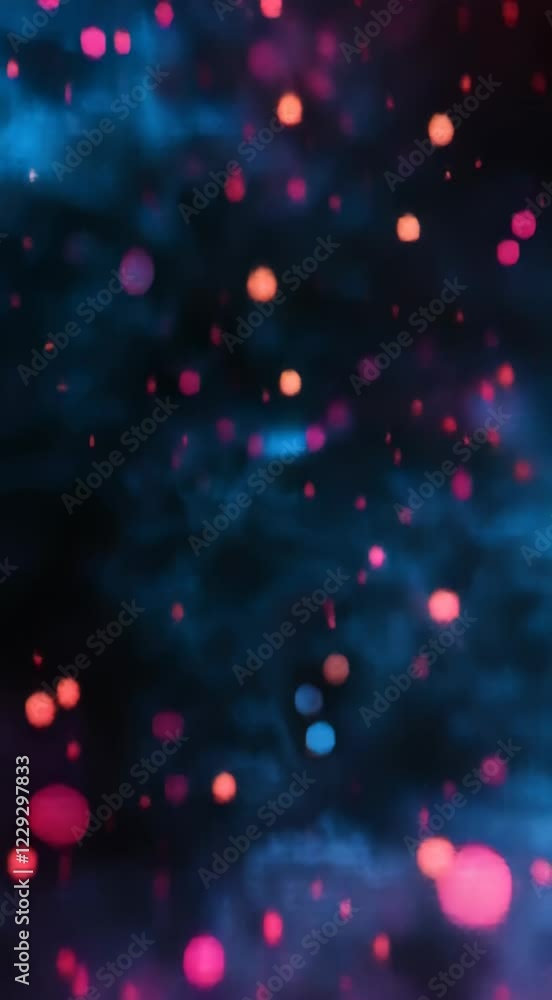 Poster a mesmerizing display of colorful bokeh lights against a dark backdrop, evoking a sense of wonder an