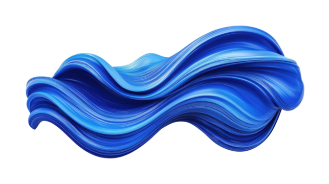 Flowing abstract blue wave on transparent background. Transparent background - Powered by Adobe