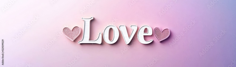 Poster minimalist love design featuring heart accents on soft gradient background with soft colors and text