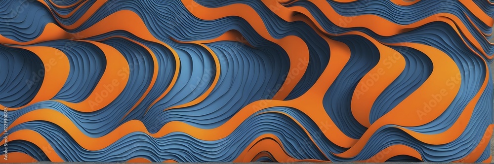 Aufkleber seamless abstract pattern of vector fluid curved lines creating a dynamic ripple effect in vibrant c