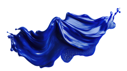 Dynamic blue paint splash on transparent background. Transparent background