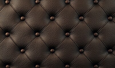 Detailed Brown Leather Background Texture with Button Tufting Pattern for Upholstery Furniture and Interior Design Concepts, 