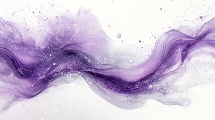 Ethereal fluid art composition with swirling violet hues, luminous pearl white marbling effect, celestial sparkle elements, dreamy watercolor gradients, premium amethyst color flow, elegant silver