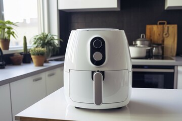 White air fryer in kitchen. KI generiert, generiert AI generated