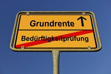 Digital Composing, Symbols of basic pension and means test, Germany, Europe