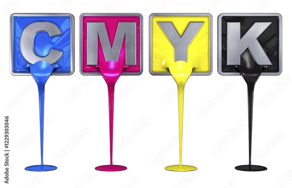 Poster 3d rendering of a cmyk color concept