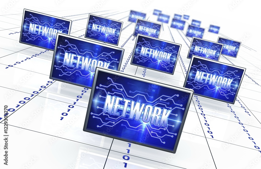 Poster 3d rendering of a network concept
