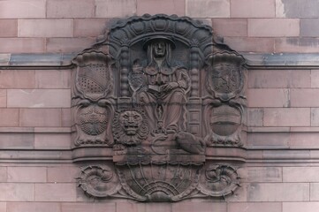 Seal of the Albert Ludwig University of Freiburg, built 1905-1907, Freiburg, Baden-Württemberg, Germany, Europe