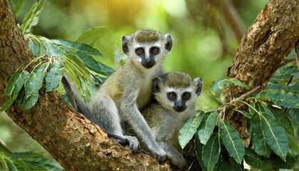 Obraz premium AI generated, animal, animals, mammal, mammals, biotope, habitat, one, individual animal, foraging, wildlife, vervet monkey, primates, apes, AI generated