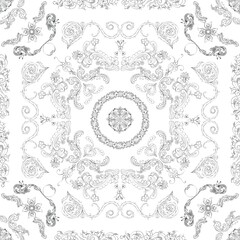 Hand drawn seamless floral pattern on a white background, vector textile template