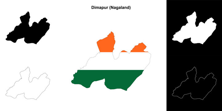 Dimapur district (Nagaland) outline map set