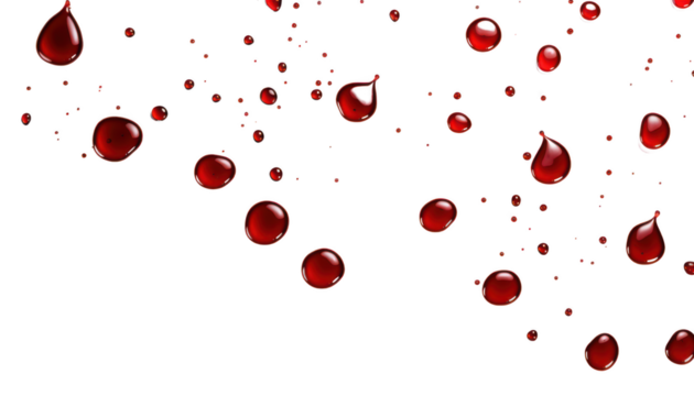 Blood drops isolated on transparent background