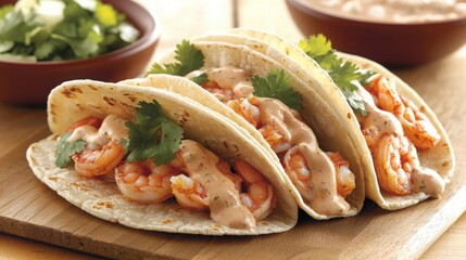 Delicious Fusion Taco Recipe Featuring Shrimp and Creamy Sauce on Tortillas