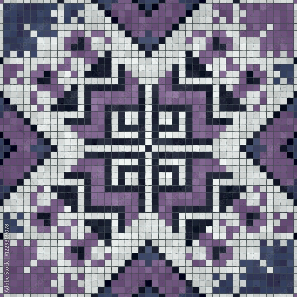 Poster mosaic tiles background, seamless vector pattern
