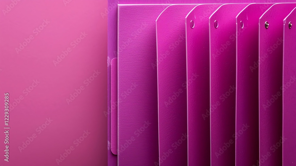 Poster a pink file folder with tabs on a pink background.
