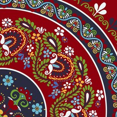 Traditional Hungarian embroidery vector decorative background card