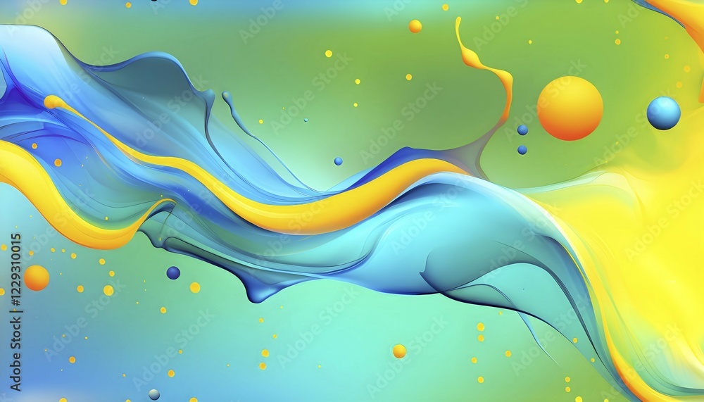 Aufkleber abstract wallpaper with colorful blobs and liquid shapes on a green background, ai generated