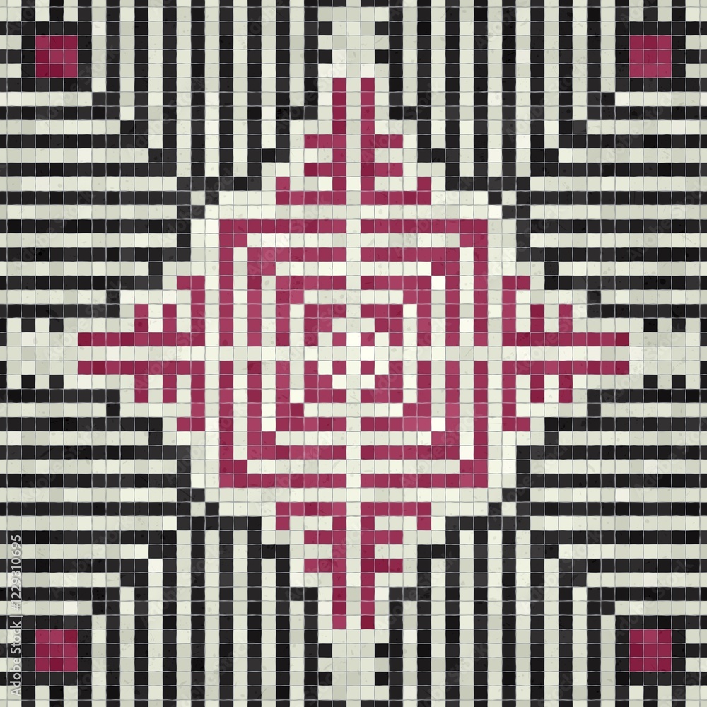 Poster mosaic tiles background, seamless vector pattern