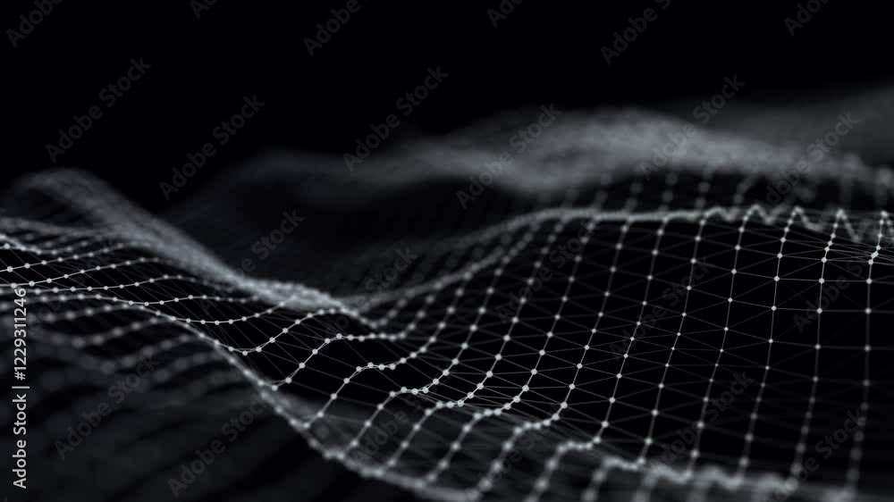 Poster Modern design of network connection structure. Abstract background with interlacing dots and lines. 3D rendering.