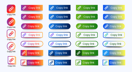 Set of colorful copy link buttons icon design template. vector