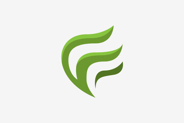 Obraz premium Letter E green leaf logo