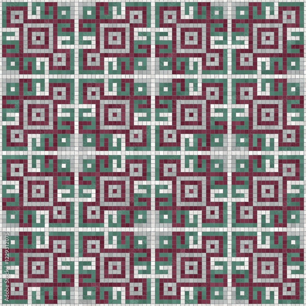 Poster mosaic tiles background, seamless vector pattern