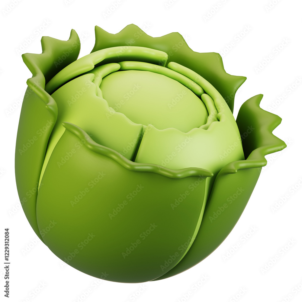 Aufkleber 3d rendering vegetables icon concept. 3d render cabbage icon