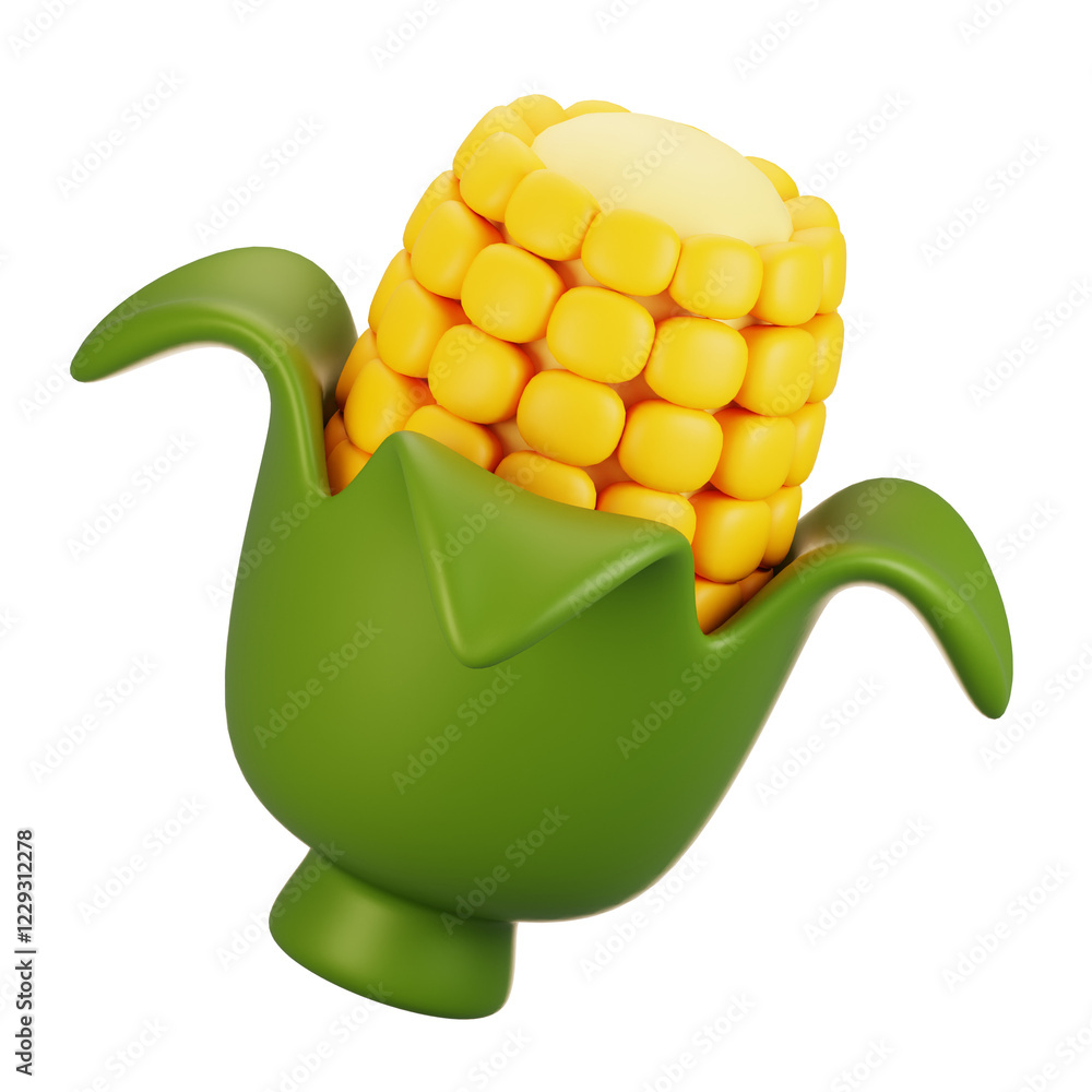 Poster 3d rendering vegetables icon concept. 3d render corn icon