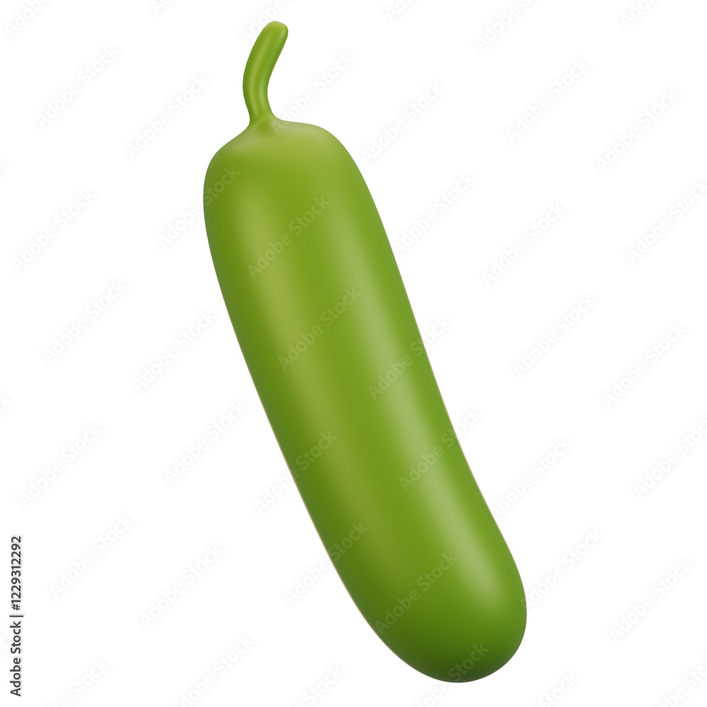Aufkleber 3d rendering vegetables icon concept. 3d render cucumber icon