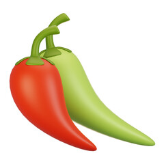 3d rendering vegetables icon concept. 3d render chili icon