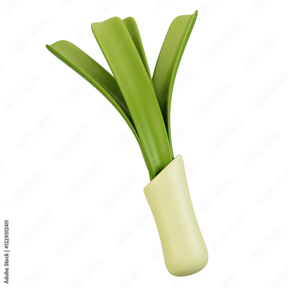 Poster 3d rendering vegetables icon concept. 3d render leek icon