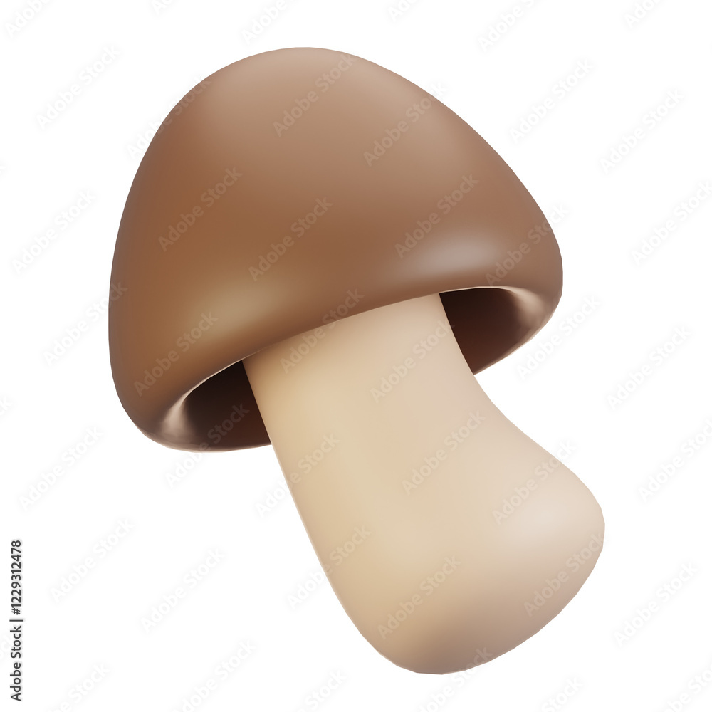Poster 3d rendering vegetables icon concept. 3d render mushroom icon