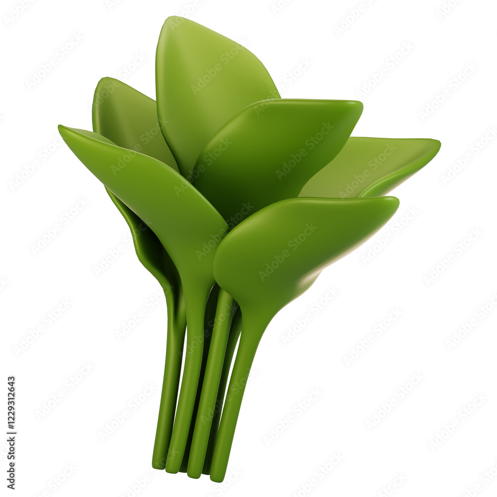 Aufkleber 3d rendering vegetables icon concept. 3d render spinach icon