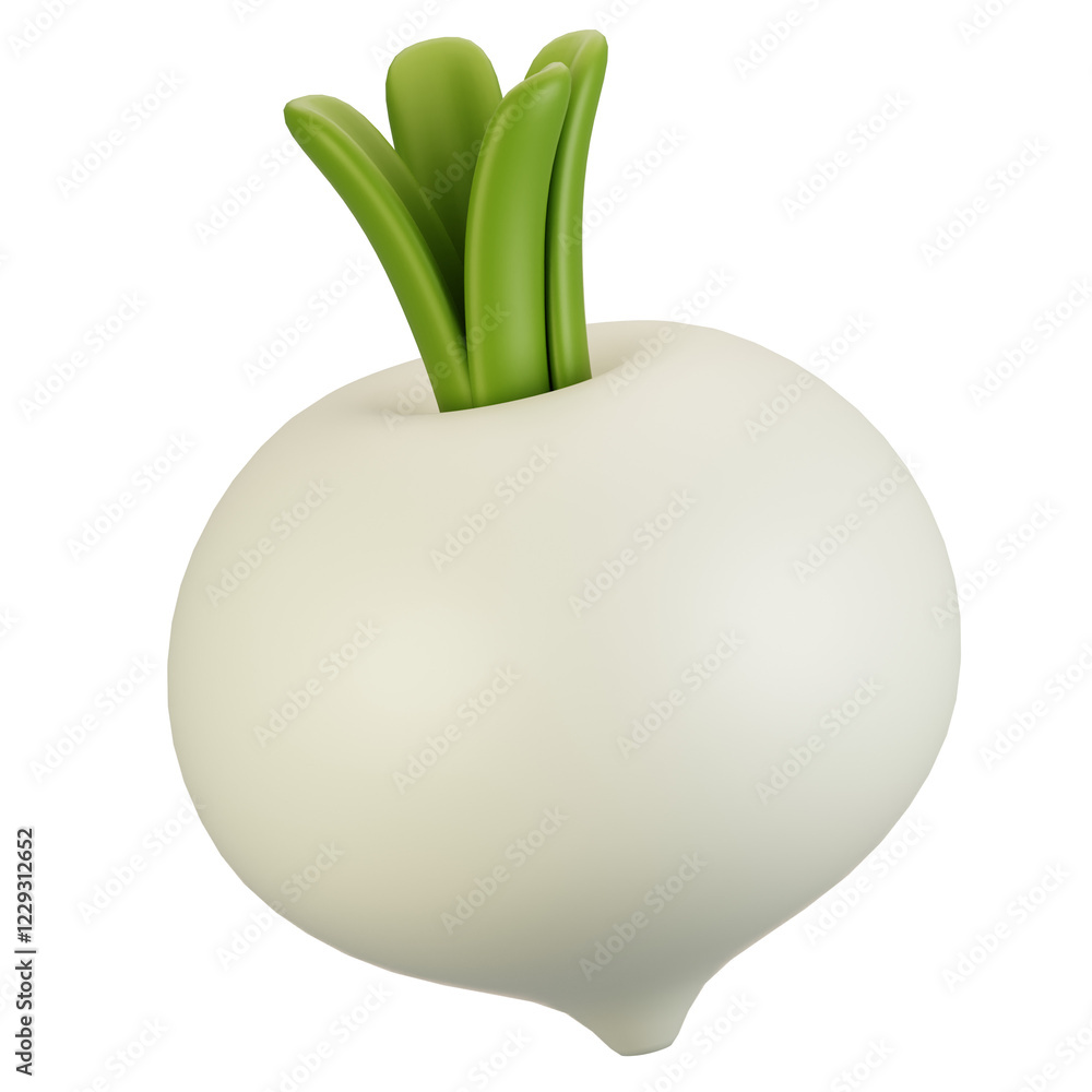 Poster 3d rendering vegetables icon concept. 3d render turnip icon
