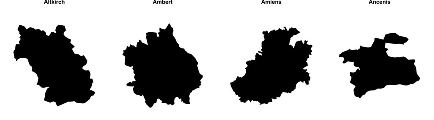 Altkirch, Ambert, Amiens, Ancenis outline maps