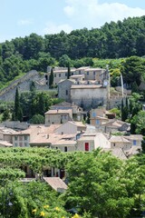 View of Gigondas village, Vaucluse, Provence Alpes Cote d’Azur, France, Europe