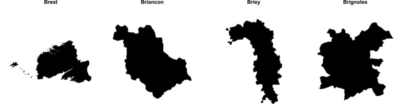 Brest, Briancon, Briey, Brignoles outline maps
