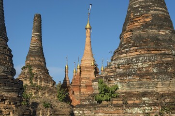 Fototapeta premium Ancient temples, stupas of Sankar, near Inle Lake, Burma, Myanmar, Asia