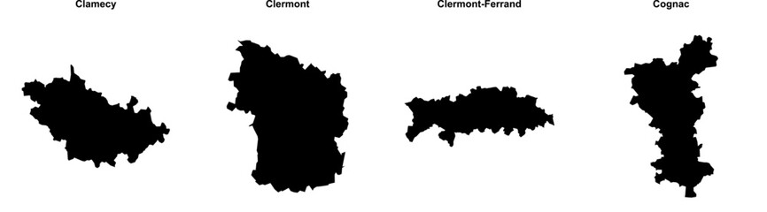 Clamecy, Clermont, Clermont-Ferrand, Cognac outline maps