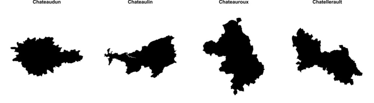 Chateaudun, Chateaulin, Chateauroux, Chatellerault outline maps