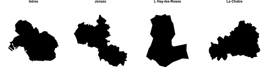 Istres, Jonzac, L Hay-les-Roses, La Chatre outline maps
