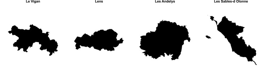Le Vigan, Lens, Les Andelys, Les Sables-d Olonne outline maps
