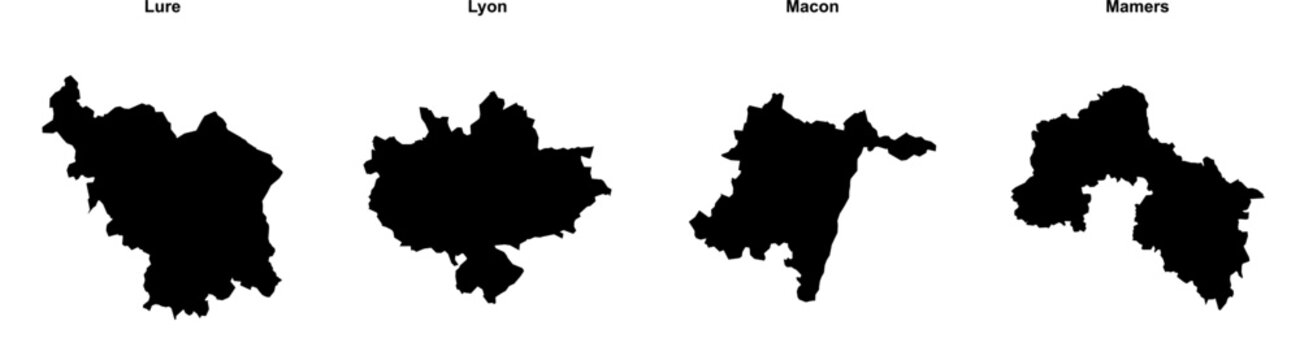 Lure, Lyon, Macon, Mamers outline maps
