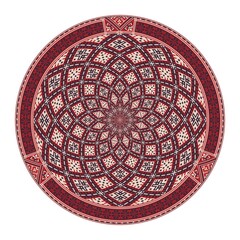 Vector round design element with traditional Russian embroidery symbols