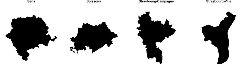 Sens, Soissons, Strasbourg-Campagne, Strasbourg-Ville outline maps © David Zydd