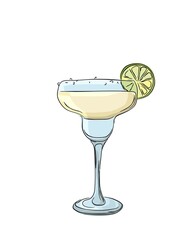 Margarita cocktail over white background, vector illustration