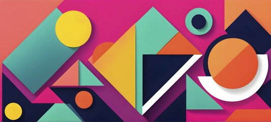Obraz premium Abstract minimalist illustration theme in vibrant neon color accents symbolizing fun and ease, AI generated