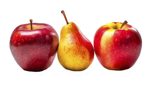 Two apples and a pear, generated with AI
